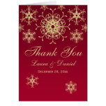 Red, Gold Glitter LOOK Snowflakes Thank You Card