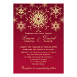 Red, Gold Glitter LOOK Snowflakes Wedding Invite