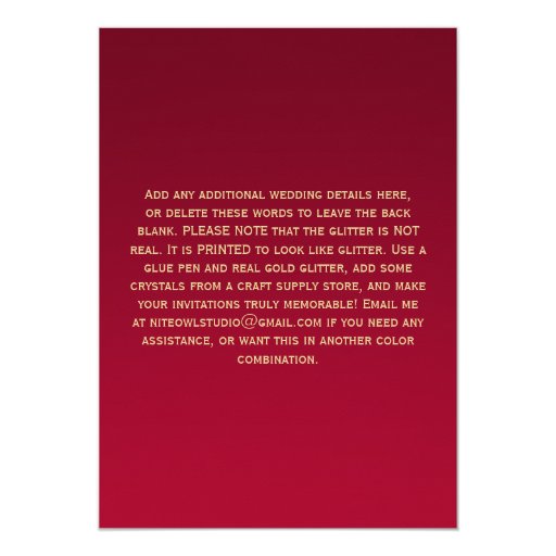 Red, Gold Glitter LOOK Snowflakes Wedding Invite