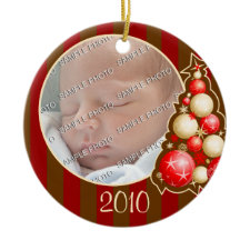 Red & Gold Globes Tree First Christmas Photo ornament