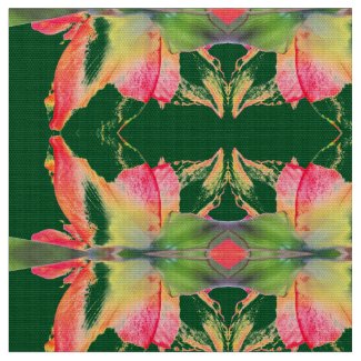 Red Gold Green Amaryllis Abstract Fabric