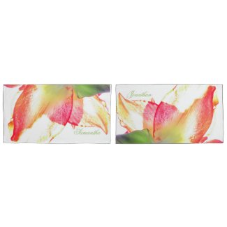 Red Gold Green Amaryllis Abstract Personalized Pillowcase
