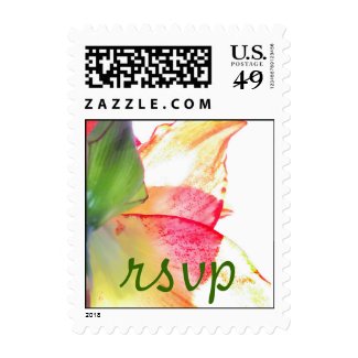Red Gold Green Amaryllis Abstract RSVP Stamp