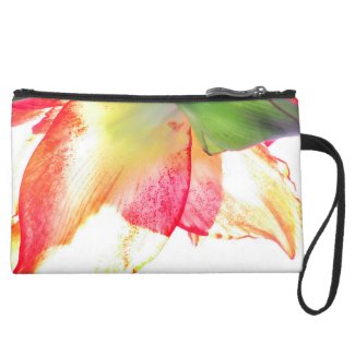 Red Gold Green Amaryllis Abstract Wristlet