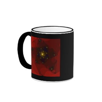 Red & Gold Happy Holidays Mug! Fractal. Christmas mug