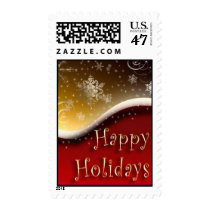 Red & Gold Happy Holidays postage