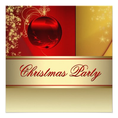 Red Gold Ornament Red Gold Christmas Party Invites
