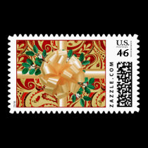Red Gold Paisley postage