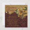 Red Gold Poinsettia Christmas Party invitation