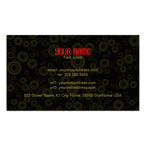 Red & Gold Retro Circle Random Pattern Business Card (back side)