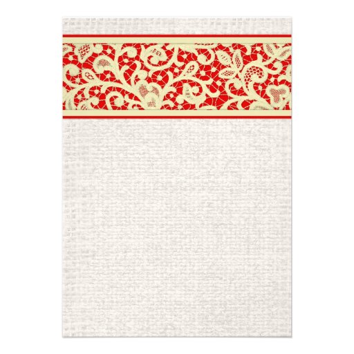 Red Gold Rustic Burlap Linen Bridal Shower Invites