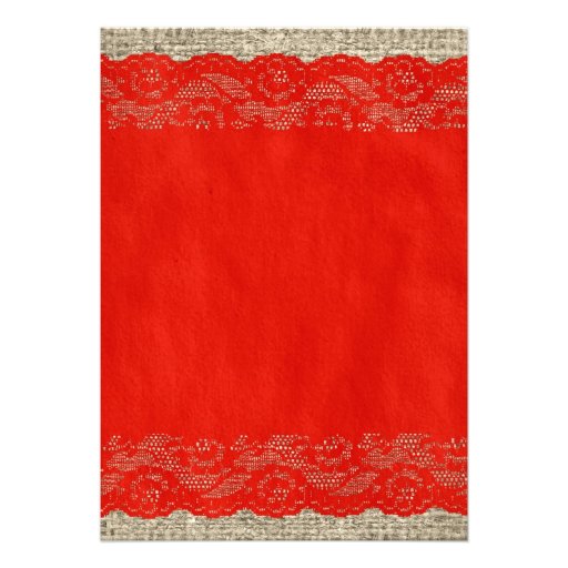 Red & Gold Rustic Lace Bridal Shower Invitations