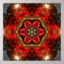 Red Gold Snowflake Posters