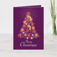 Red & Gold Star Christmas Tree 3 card