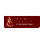 Red & Gold Star Christmas Tree Return Address Label