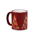 Red & Gold Star Christmas Tree Mugs