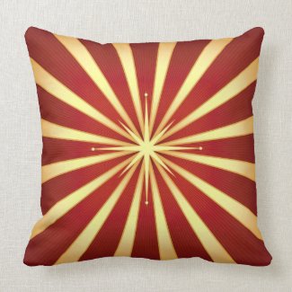 Red Gold Starburst Design Throw Pillow