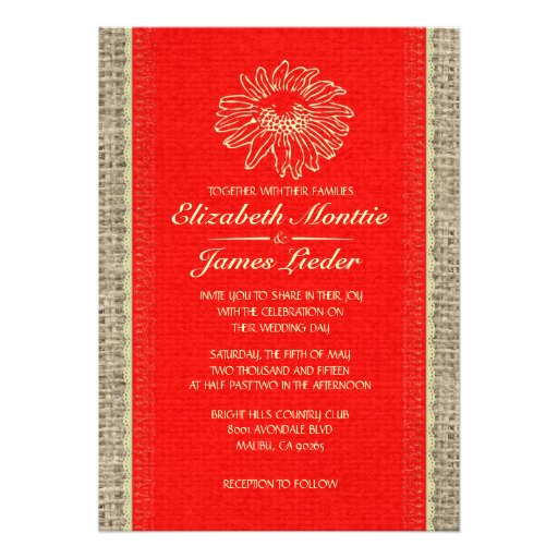 Red & Gold Vintage Lace Wedding Invitations