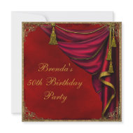 Red Gold Womans Gold 50th Birthday Party invitation