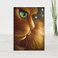 RED GOLDEN PERSIAN CAT HOLIDAY Card card