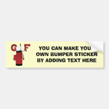 Red Golf Bag Golf T-shirts and Gifts Bumper Stickers