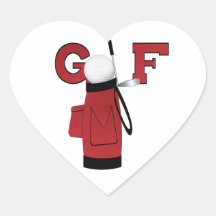 Red Golf Bag Golf T-shirts and Gifts Heart Stickers