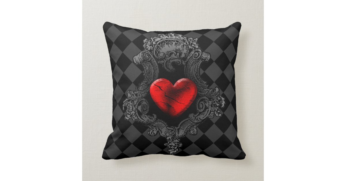Red Goth Heart Throw Pillow Zazzle