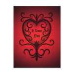 Red gothic elegant damask Valentine's day heart Post Cards
