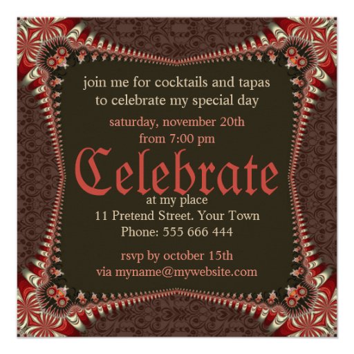 Red Gothic Special Theme Birthday Party Invitation