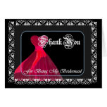 RED Gown & Lace - THANK YOU Bridesmaid Cards