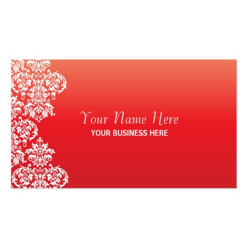 Red Gradient Damask Business Card (front side)