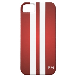 Red Gradient with White Racing Stripes Initials
