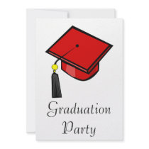 Red Graduation Cap Custom Invite