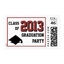 Red Graduation Party Postage stamps