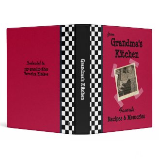 Red Grandmas Kitchen 1" Custom Photo Recipe Binder