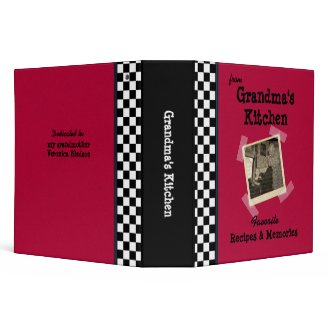 Red Grandmas Kitchen 2" Custom Photo Recipe Binder