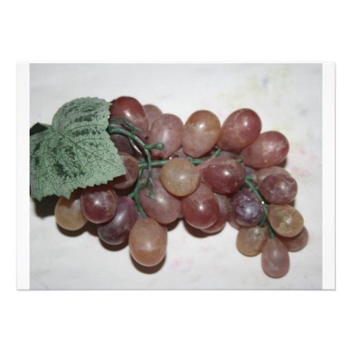 Red grapes, plastic, on pale background personalized invitation