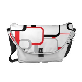 Red Gray and Black Retro Squares Rickshaw Messenge rickshawmessengerbag