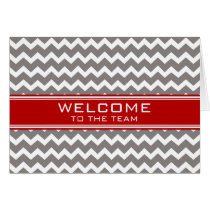 Red Gray Chevron Employee Welcome to the Team Greeting Cards