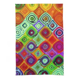 Red Green Abstract Mosaic Towel