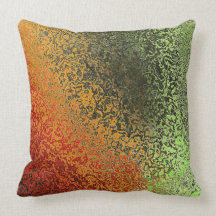 Red Green And Gold Pattern Throw Pillow