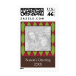 Red green argyle photo Christmas holiday stamp