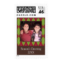 Red green argyle photo Christmas holiday stamp stamp