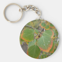 red green aspen leaf keychain