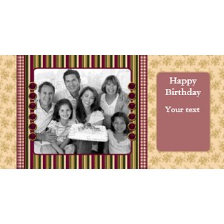 Red green beige floral design photocard