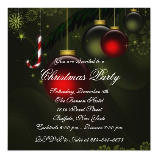 Red Green Black Gold Christmas Party Custom Invitation