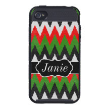 Red Green Black White Chevron Monogram iPhone 4/4S Covers