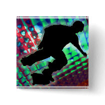 Red Green & Blue Abstract Boxes  Skateboard Pin