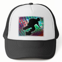 Red Green & Blue Abstract Boxes  Skateboard Trucker Hat