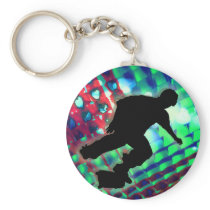Red Green & Blue Abstract Boxes  Skateboard Key Chain